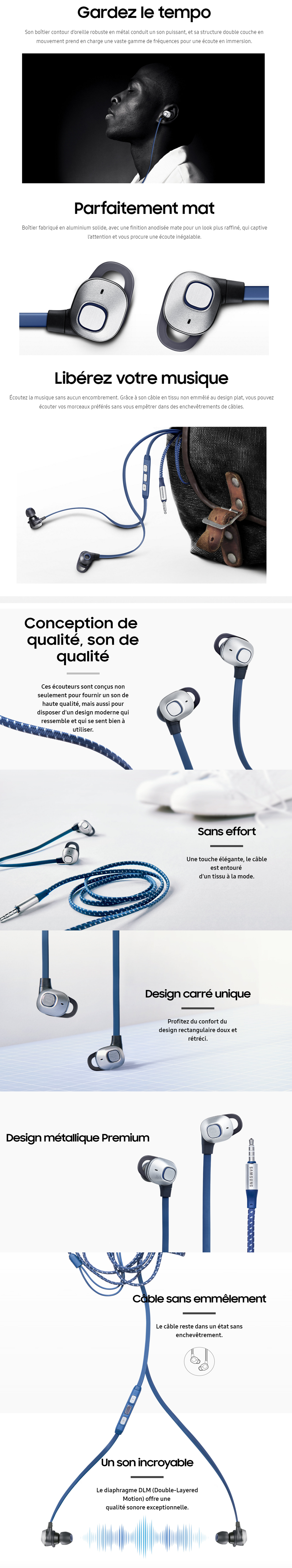 Acheter Écouteurs Samsung Rectangle Design in-Ear (EO-IA510BLEGWW) Maroc