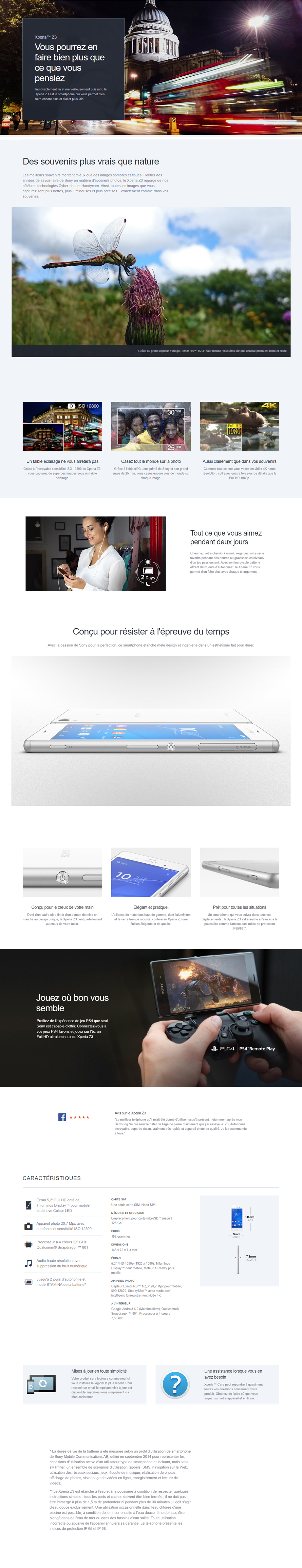 Acheter Smartphone Sony Xperia™ Z3 Maroc