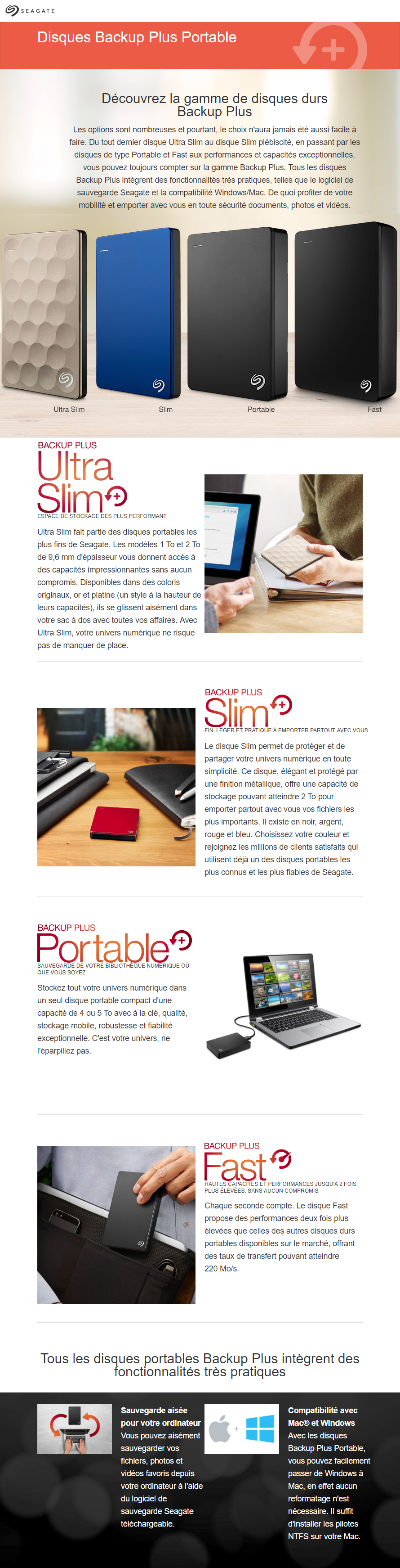 Acheter Disques dur portable Seagate® Backup Plus Slim 1 To - 2.5" -  (STDR1000201) Maroc