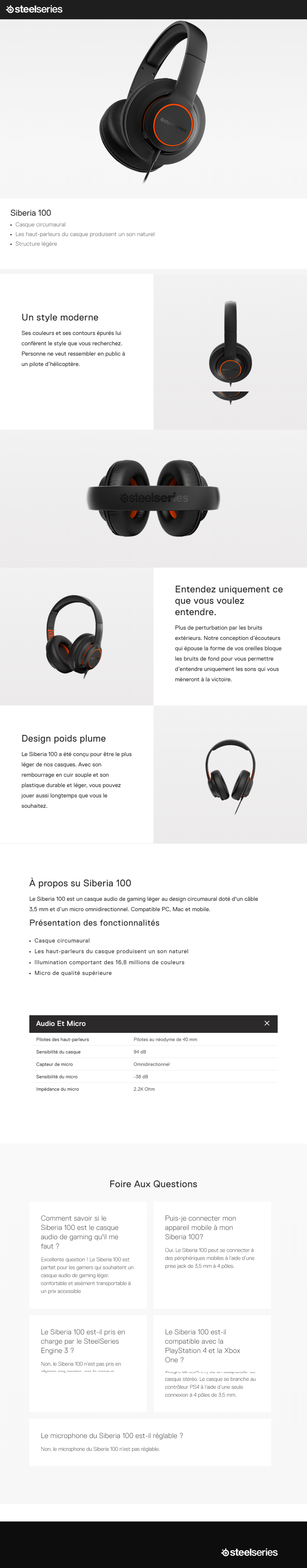 Acheter Casque de jeu SteelSeries Siberia 100 (61420) Maroc