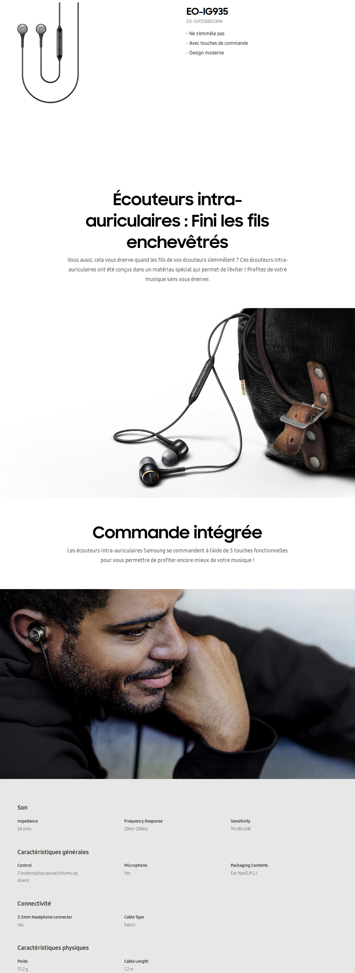 Acheter Écouteurs Samsung Intra-auriculaires IG935 - Jack 3,5 mm Maroc