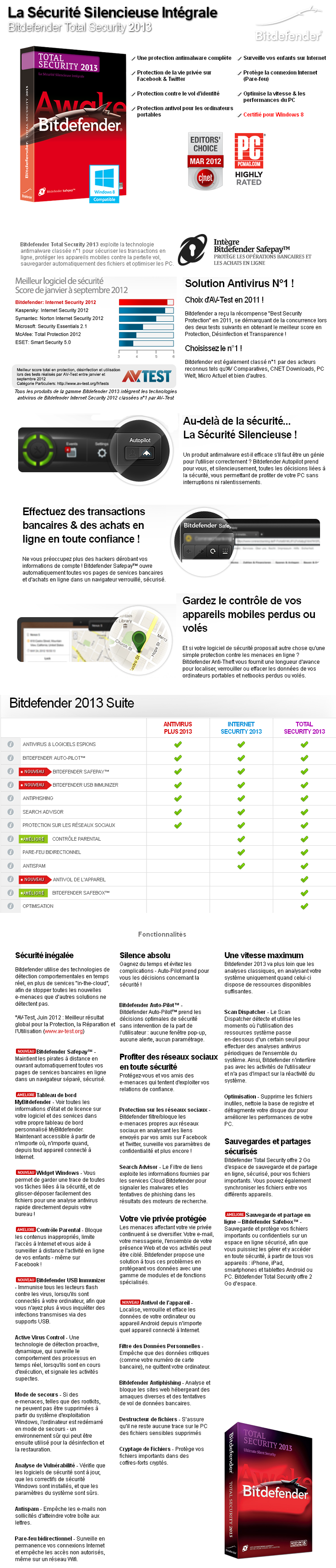 Acheter Bitdefender Total Security 2013 2 ans/ 3 postes Maroc