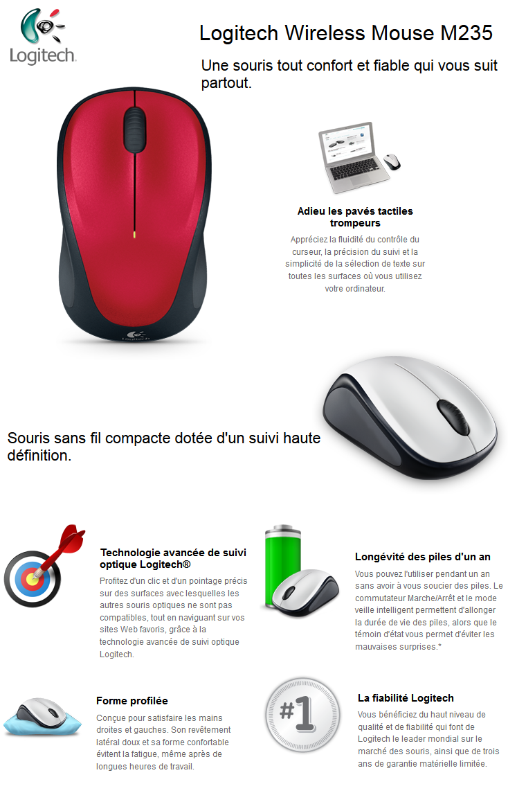Acheter Souris Logitech Wireless Mouse M235 Maroc