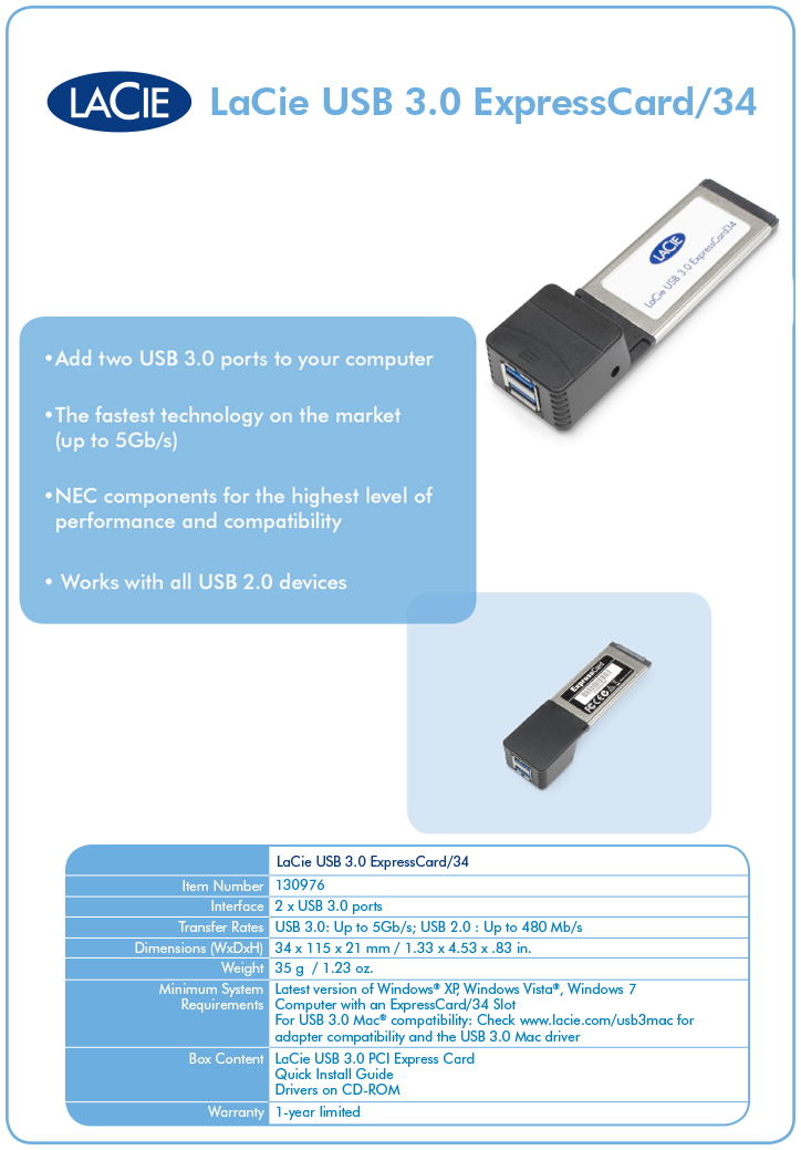 Acheter LaCie USB 3.0 Express Card/34 Maroc