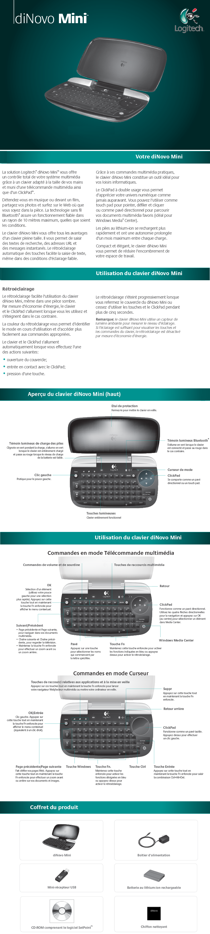 Acheter Clavier sans fil Bluetooth Logitech diNovo Mini - AZERTY Maroc