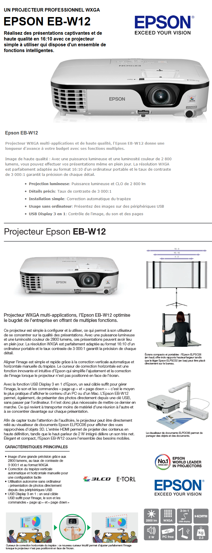 EPSON プロジェクター EBW-12 EPSON EB-W12 EPSON 2800lm