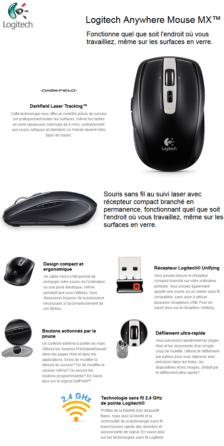 Acheter Souris Logitech Anywhere Mouse MX Refresh Maroc