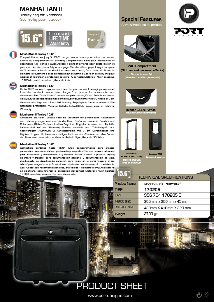 Acheter Manhattan II TROLLEY 15,6'' - Port Designs Maroc