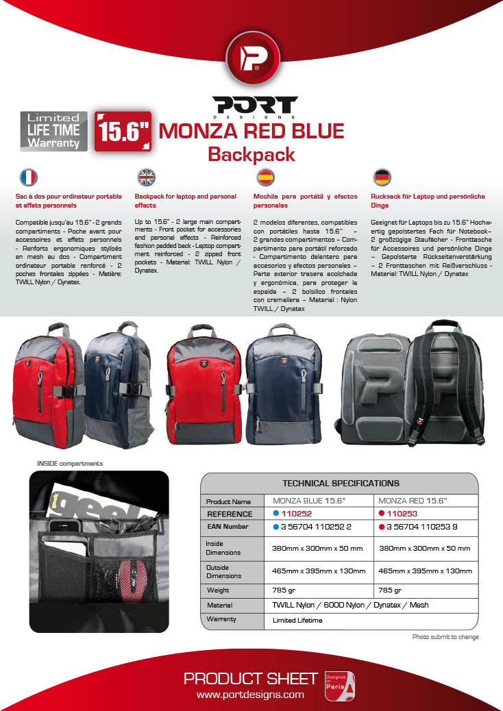 Acheter Sac à dos MONZA Backpack 15,6" - Port Designs Maroc