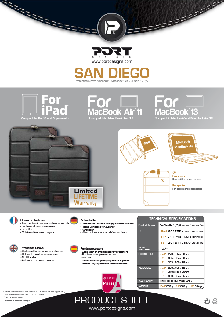 Acheter Etui de protection San Diego Macbook 13" - Port Designs Maroc