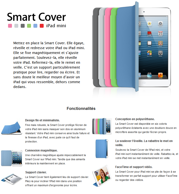 Acheter Apple iPad mini Polyuréthane Smart Cover Maroc