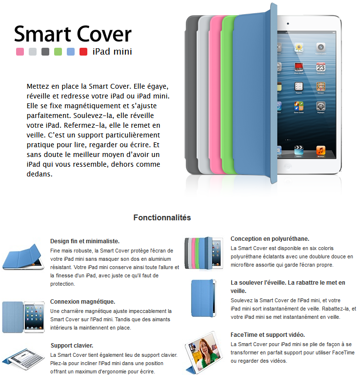 ALis informatique, , MD970ZM/A, Smart Cover Bleu pour iPad mini 1/2/3