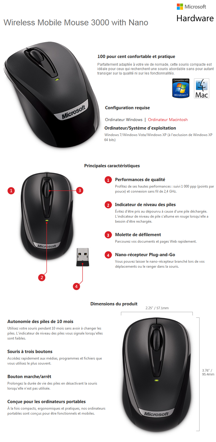 Acheter Microsoft Wireless Mobile Mouse 3000 v2 Maroc