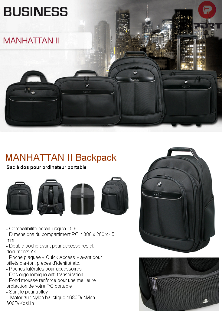 Acheter Sac à dos MANHATTAN 2 Backpack pour PC 15,6'' - Port Designs Maroc