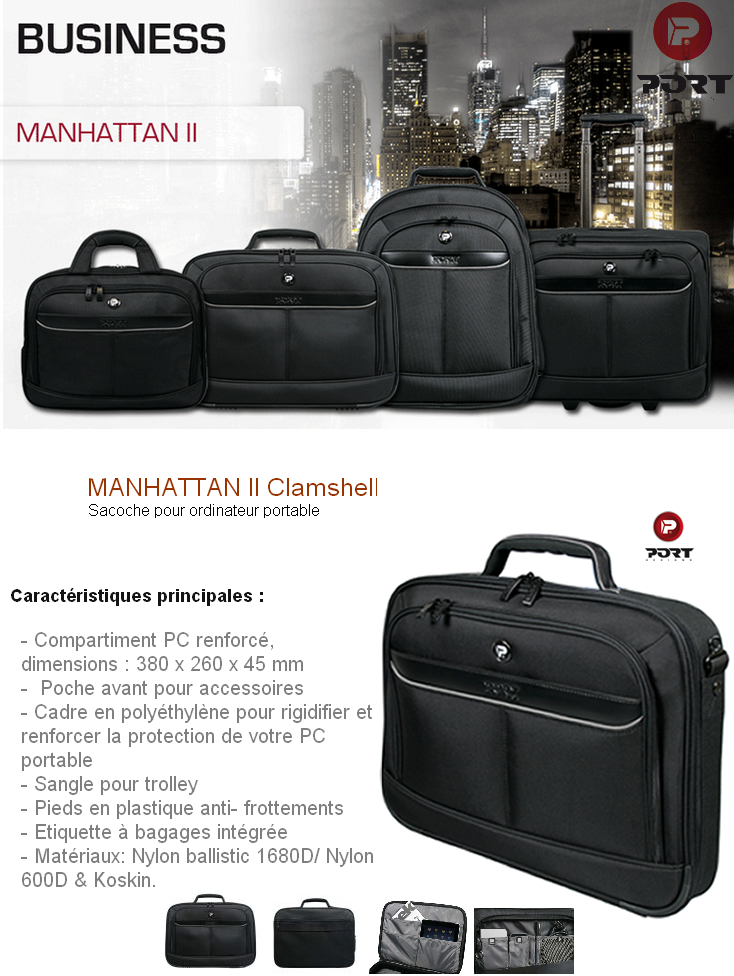 Acheter Sacoche MANHATTAN 2 Clamshell pour PC 15,6'' - Port Designs Maroc