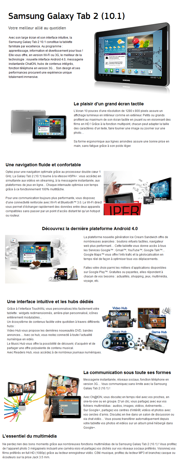 Acheter Tablette SmartPhone 3G Wi-Fi Samsung Galaxy Tab 2 (10.1) - 16 GB Maroc