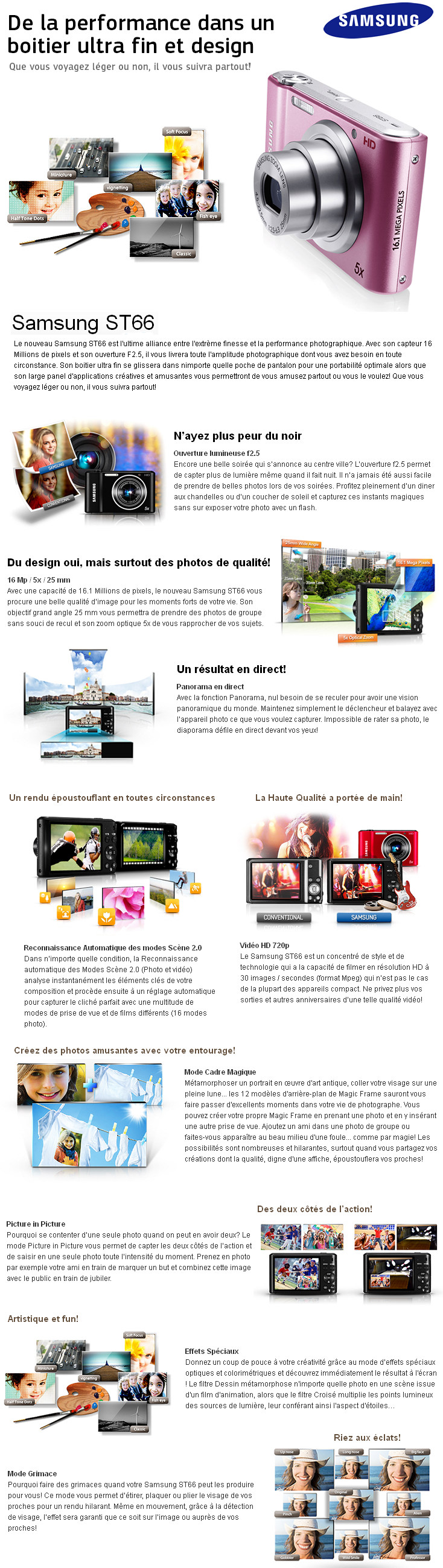 Acheter Appareil photo Samsung ST66 Rose - 16MP/5X (EC-ST66ZZDDPME) + Etui et Carte SD integrée offerts Maroc
