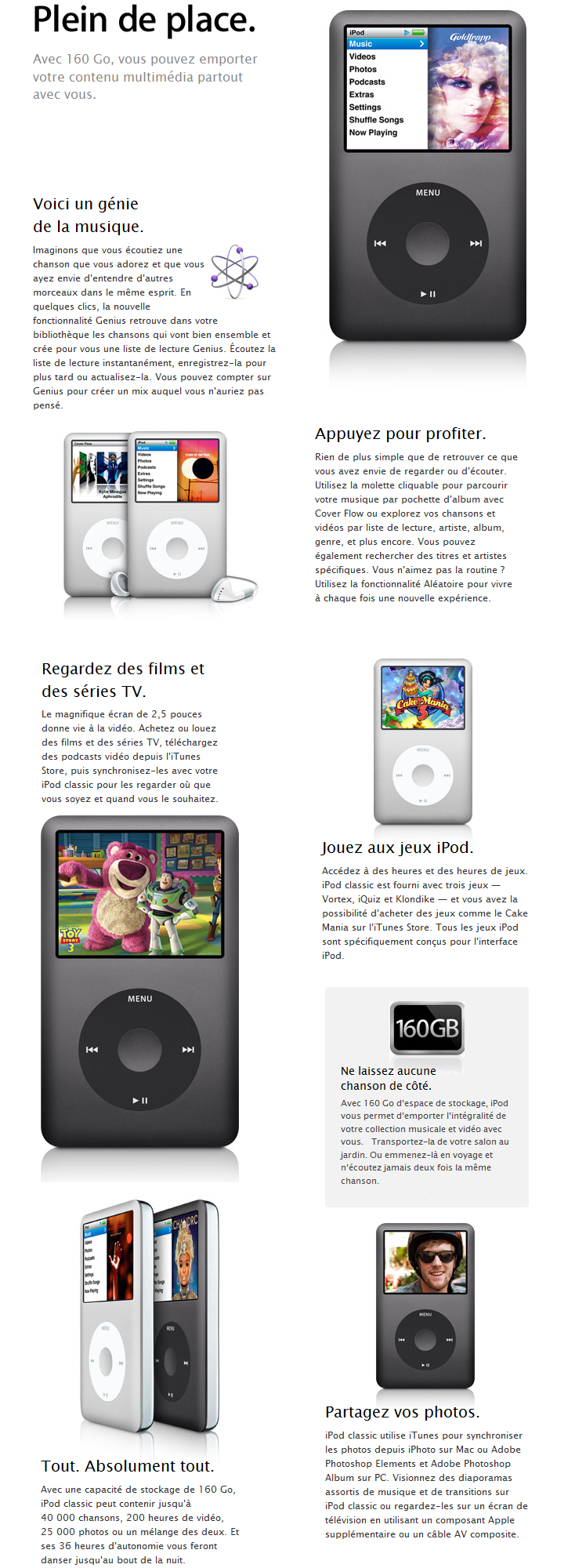 Acheter iPod classic 160GB d'Apple (6ème génération, noir) Maroc