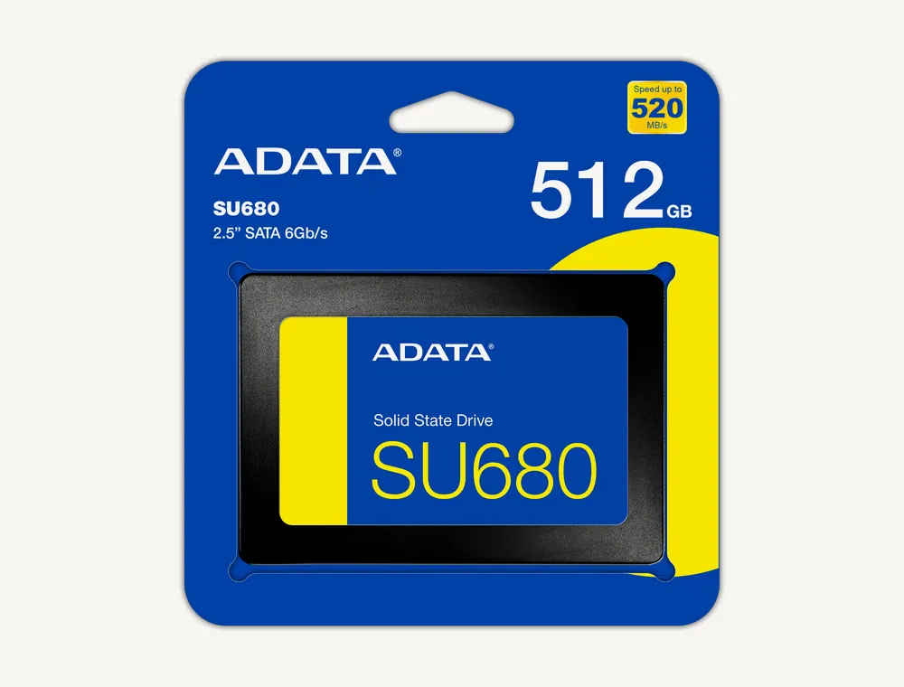 Boîte du SSD ADATA SU680 de 512 Go, format 2,5 pouces SATA 6 Gb/s