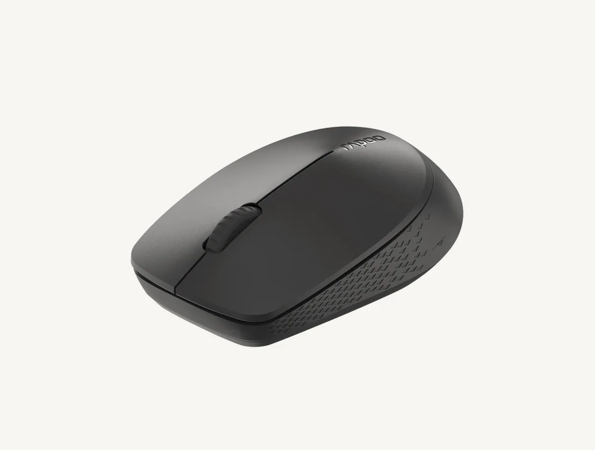 Souris sans fil Rapoo M100 Silent gris foncé vue de trois quarts