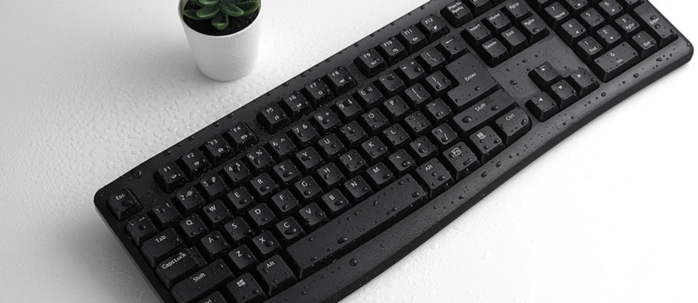 Clavier sans fil Rapoo X1800PRO noir sur un bureau blanc