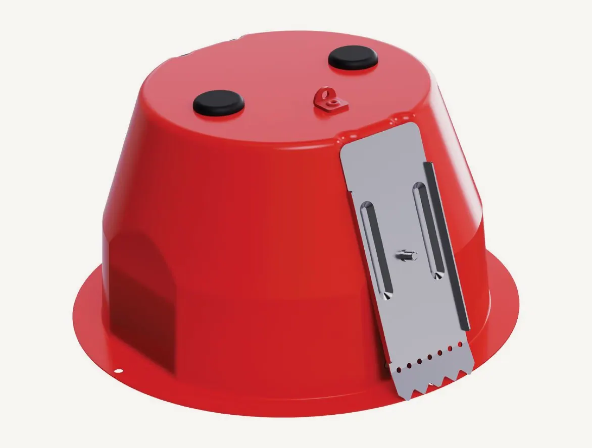Dôme anti-feu Bosch LC1-MFDS en acier rouge, avec deux passe-fils et un anneau sur le dessus