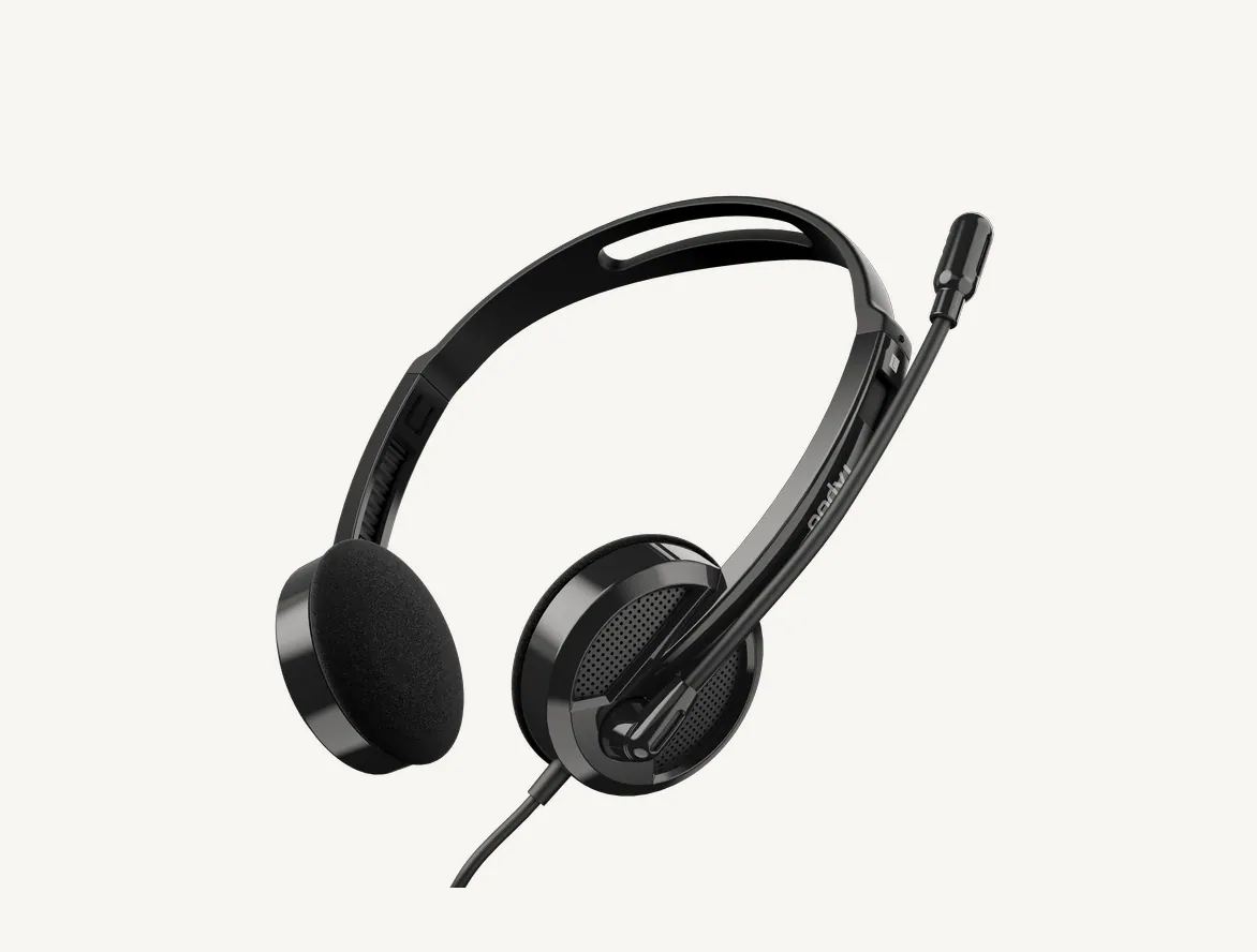 Micro-casque filaire Rapoo H101 noir avec sa perche micro
