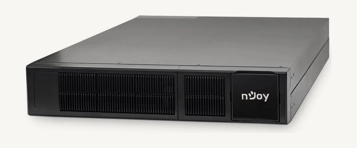 Armoire de batteries nJoy Balder 2U couchée en format rack, vue en perspective
