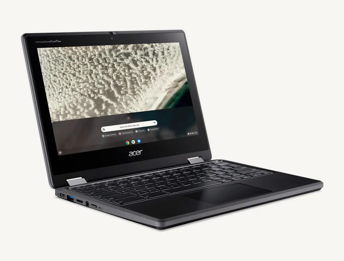 Acer Chromebook Spin 511 ouvert en position portable, vu de trois quarts