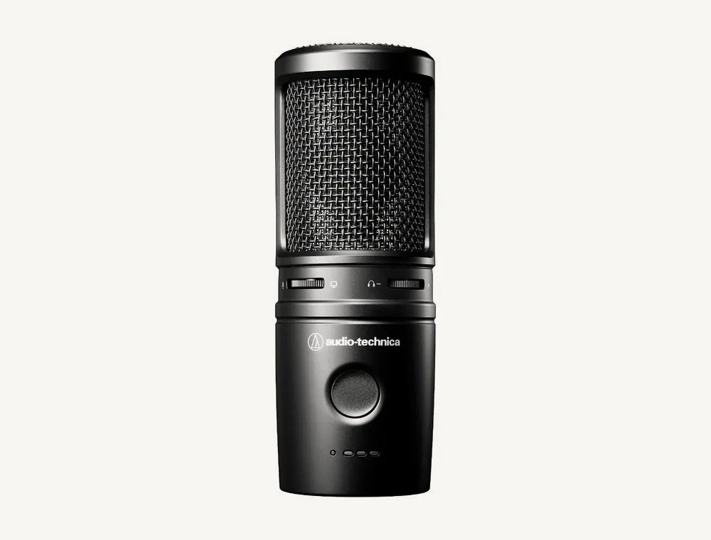 Micro USB Audio-Technica AT2020USB-XP de face, molettes et bouton de coupure