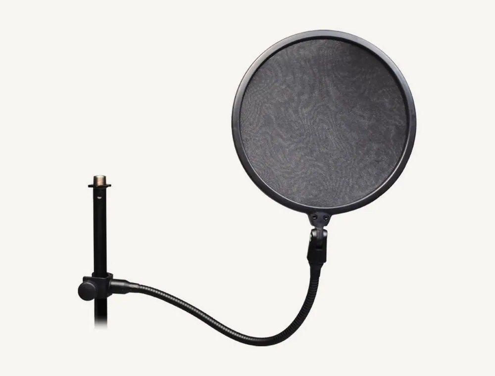 Filtre anti-pop Superlux MA91 avec son écran rond en nylon, son col de cygne et sa pince de fixation