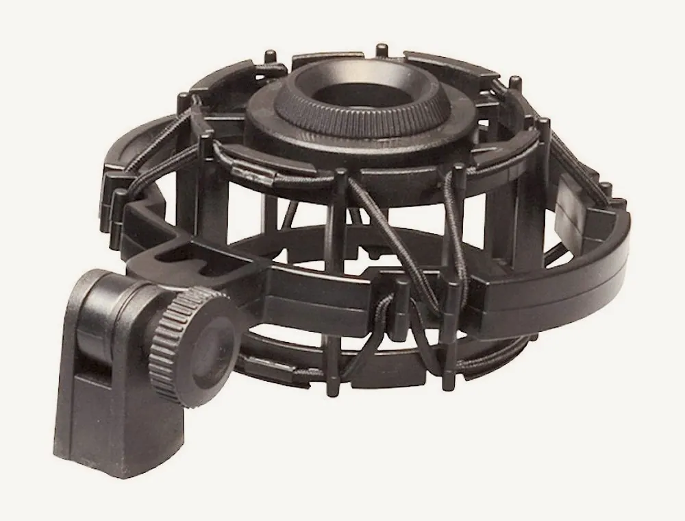 Suspension antichoc Superlux HM26A à cadre en plastique noir et liens élastiques