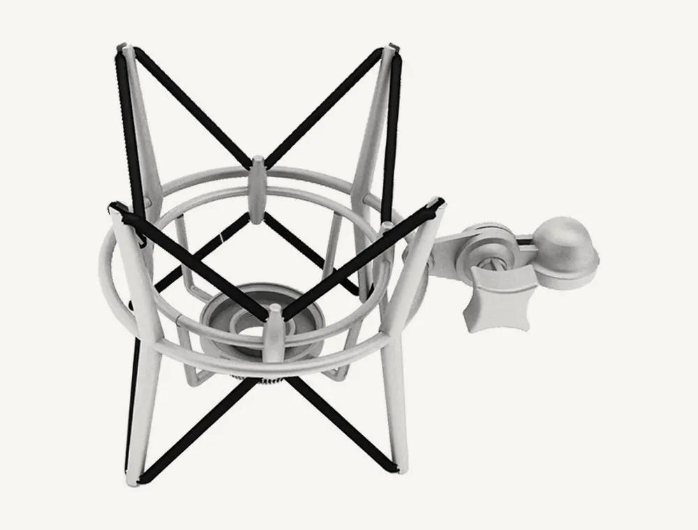 Suspension antichoc Superlux HM7 argent champagne avec ses liens élastiques et sa rotule de fixation