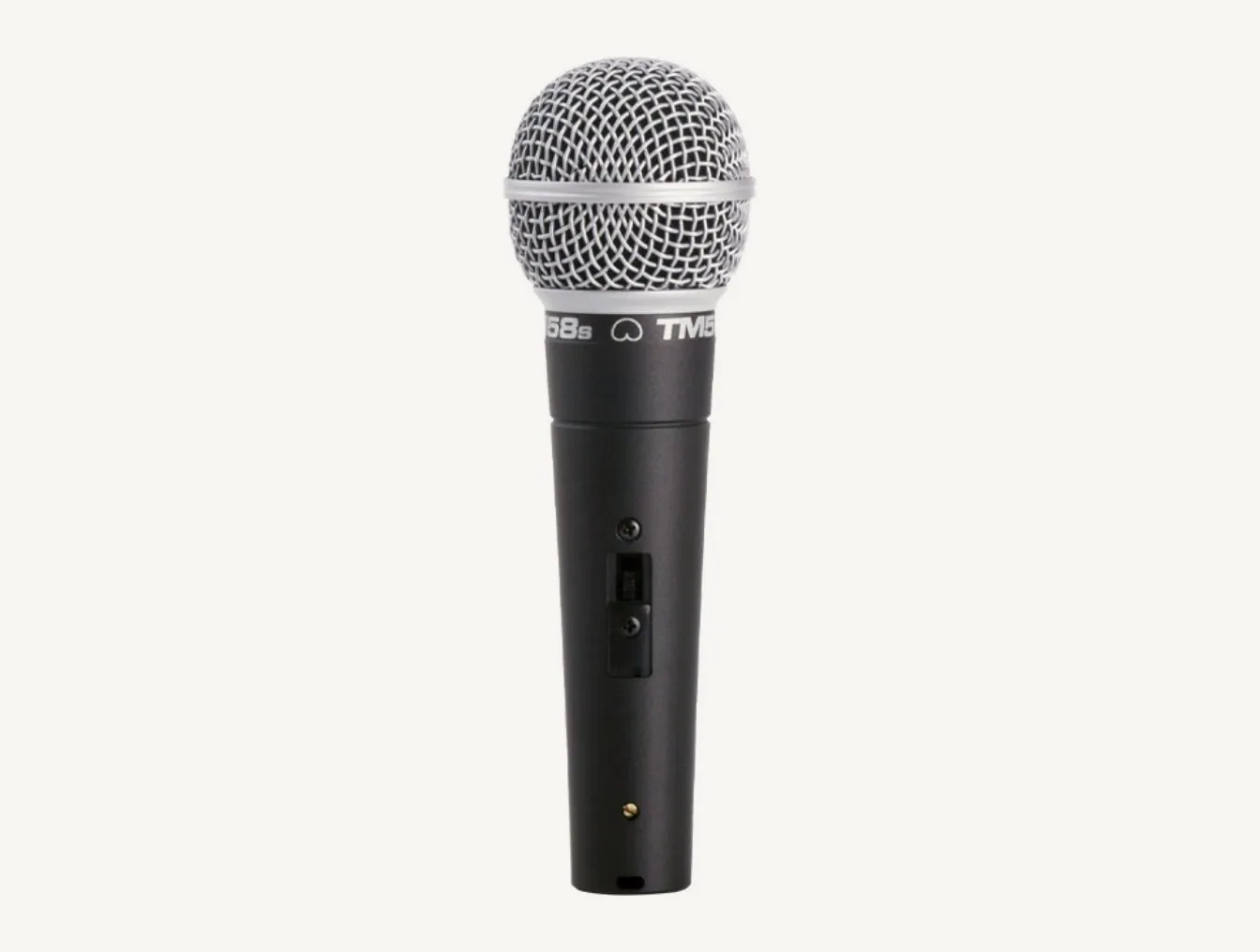 Micro dynamique Superlux TM58S, grille argentée et interrupteur marche/arrêt sur le corps