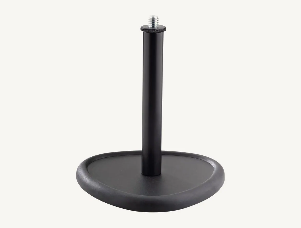 Pied de micro de table K&M 23230 noir, socle trilobé et tube droit fileté