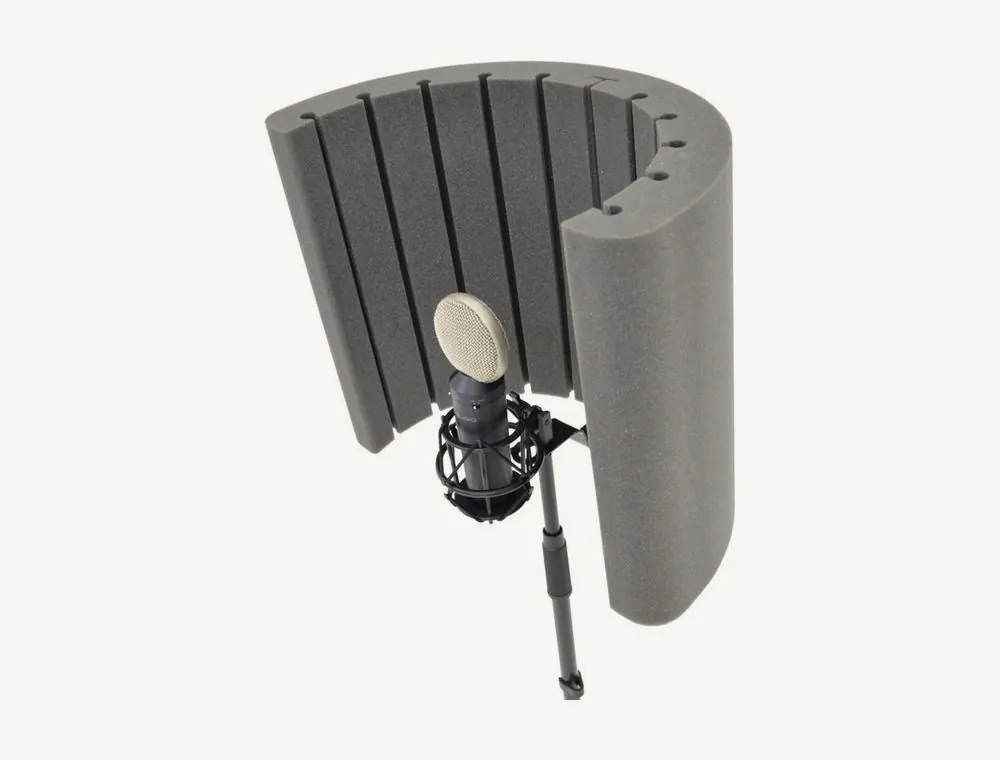 Flexi Screen Lite v2 vu de dessus, le micro placé au centre de la courbe de mousse