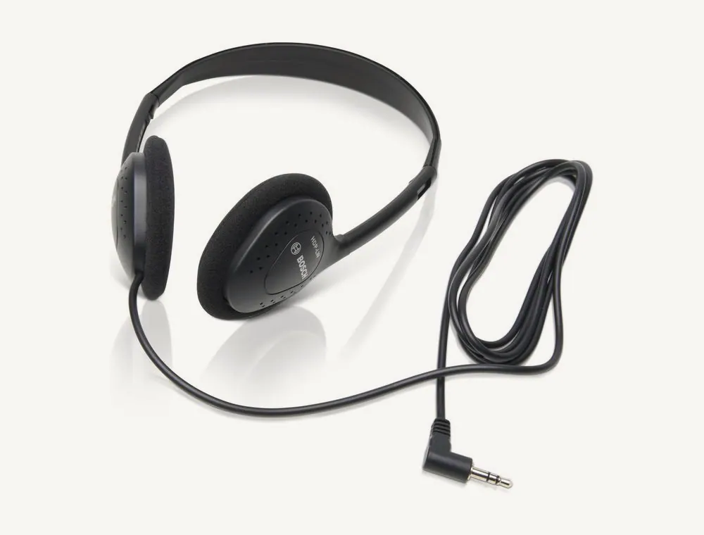 Casque léger Bosch HDP-LW noir avec son câble et sa fiche jack coudée