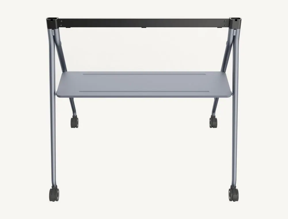 Pied Yealink MB-FS-P860T vu de face, plateau et barre de fixation de l'écran