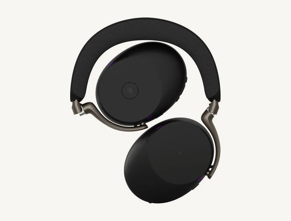 Jabra Evolve3 85 avec les écouteurs pivotés à plat pour le rangement