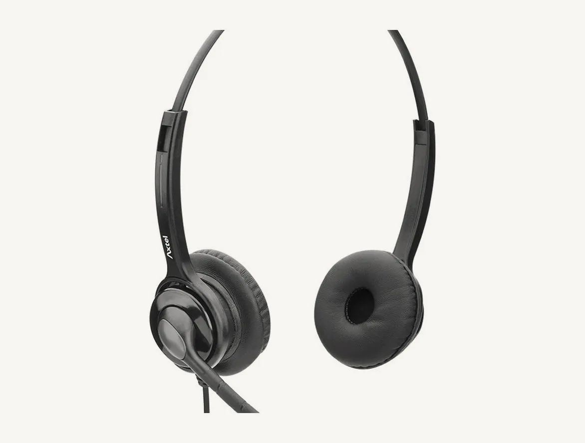 Écouteur et départ de perche du micro-casque Axtel M2 duo NC, avec le logo Axtel