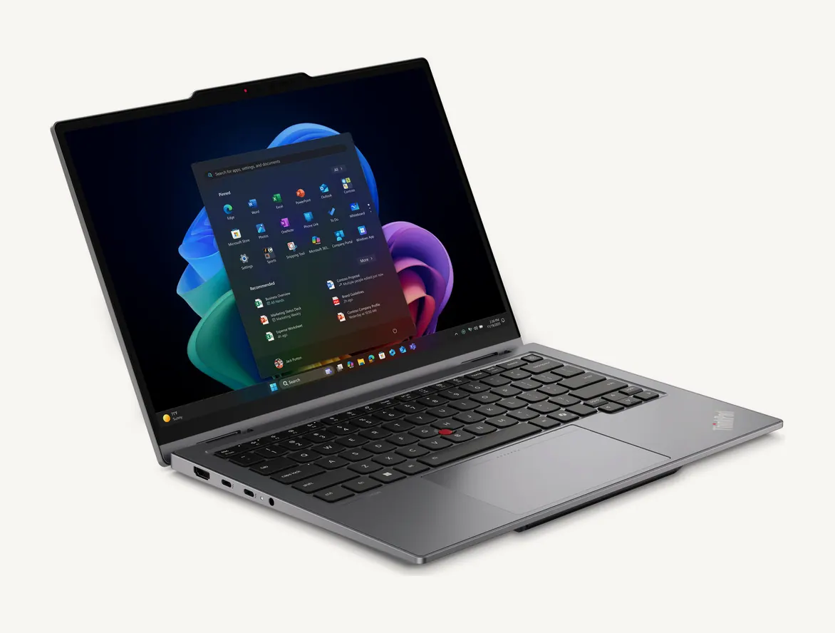 Lenovo ThinkPad X1 2-in-1 Gen 11 gris ouvert en mode portable, clavier &agrave; TrackPoint rouge