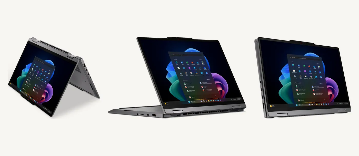 ThinkPad X1 2-in-1 Gen 11 en mode tente, en mode pr&eacute;sentoir et en mode tablette
