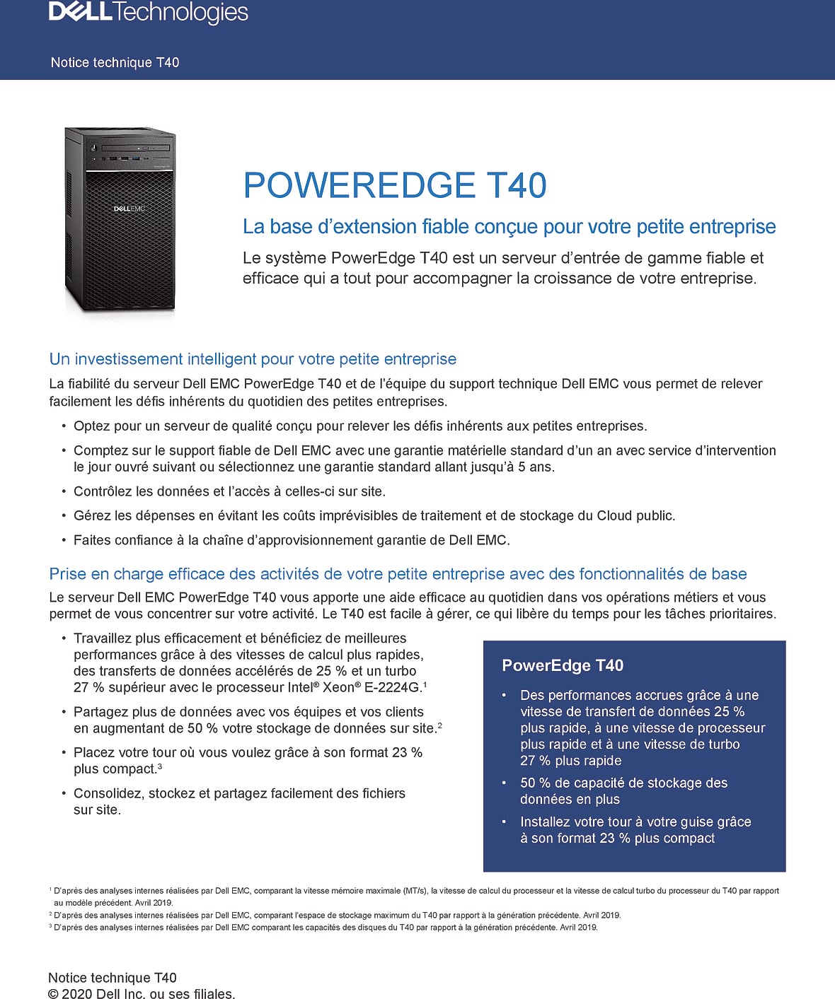 Acheter Serveur tour Dell PowerEdge T40 Xeon E-2224G (PET40-2224G) Maroc